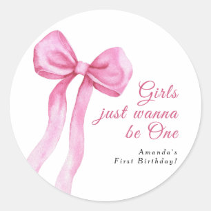 女の子はOne 1の誕生日パーティーになりたい ラウンドシール