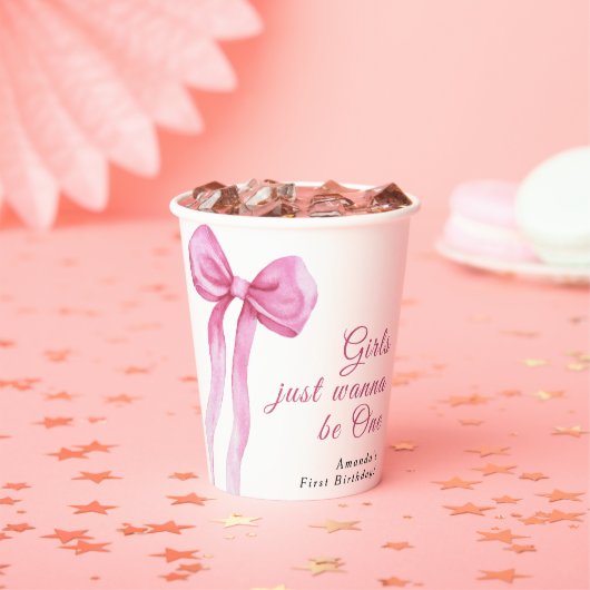 女の子はOne 1の誕生日パーティーになりたい 紙コップ (インサイチュ)