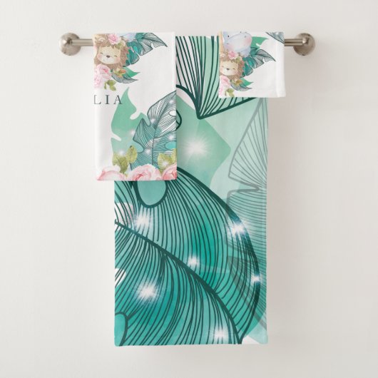 女の子へのジャングル動物の贈り物 バスタオルセット (インサイチュ)