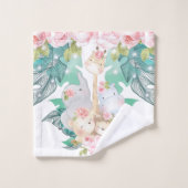 女の子へのジャングル動物の贈り物 バスタオルセット (ウォッシュタオル)