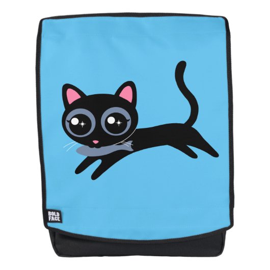 女の子へのプレゼントにぴったりな魚を持ったかわいい子猫 バックパック (正面)