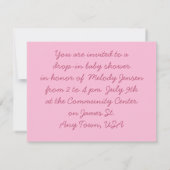 女の子へのレトロな赤ちゃんのシャワー招待 招待状 (裏面)