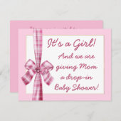 女の子へのレトロな赤ちゃんのシャワー招待 招待状 (正面/裏面)