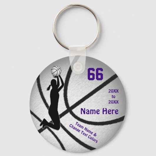 女の子への贈り物 – 紫の格安バスケットボールチーム キーホルダー (正面)