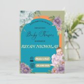 女の子または男の子のためのベビーシャワー招待状 セーブザデート (スタンド正面)