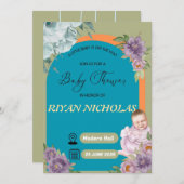 女の子または男の子のためのベビーシャワー招待状 セーブザデート (正面/裏面)