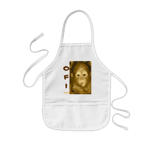 女の子または男の子のためのOFIのオランウータンの救助のベビー用ビブ 子供用エプロン (正面)