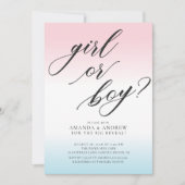女の子または男の子のジェンダーが赤ちゃんのシャワーを明らかにする招待状 招待状 (正面)