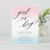 女の子または男の子のジェンダーが赤ちゃんのシャワーを明らかにする招待状 招待状 (スタンド正面)