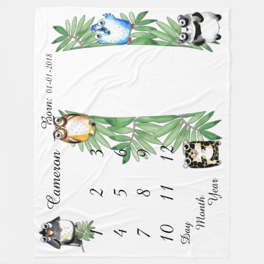 女の子または男の子のベビーのマイル標石毛布のサイズ80 x 60 フリースブランケット (正面)