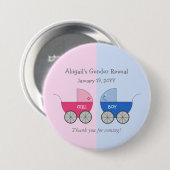 女の子または男の子のベビーキャリッジの性別シャワーを明らかにする 缶バッジ (正面&裏面)