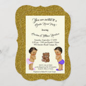 女の子または男の子の性は、金ゴールド、トレンディー明らかにしましたり、耐えましたり、ぴかぴか光ります 招待状 (正面/裏面)