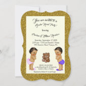 女の子または男の子の性は、金ゴールド、トレンディー明らかにしましたり、耐えましたり、ぴかぴか光ります 招待状 (正面)