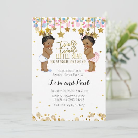 女の子または男の子の性別による招待の表示 招待状 (スタンド正面)