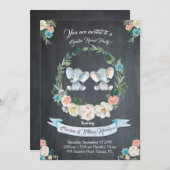 女の子または男の子の性別は、象、黒板、かわいい明かす 招待状 (正面/裏面)