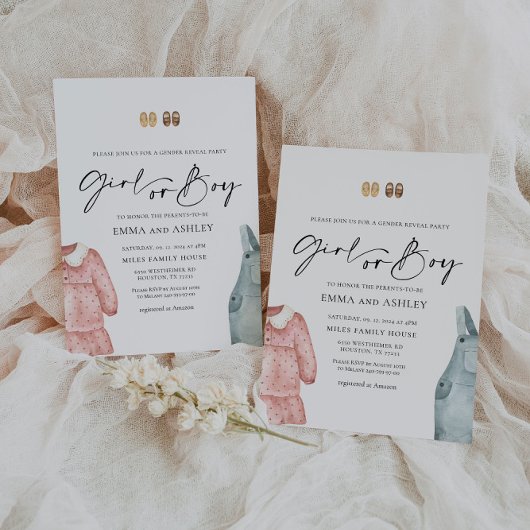 女の子または男の子の服ジェンダーリビール招待状 招待状