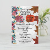 女の子または男の子の秋カボチャ性別を表示パーティー 招待状 (スタンド正面)