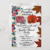 女の子または男の子の秋カボチャ性別を表示パーティー 招待状 (正面/裏面)