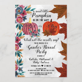 女の子または男の子の秋カボチャ性別を表示パーティー 招待状