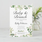 女の子または男の子の緑の草木のベビーのブランチのシャワーの招待 招待状 (スタンド正面)