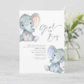 女の子または男の子の象のジェンダーリビール招待状 招待状 (スタンド正面)