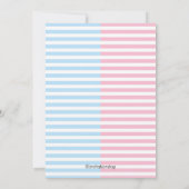 女の子または男の子の赤ちゃんのシャワーを性別で明らかにする 招待状 (裏面)