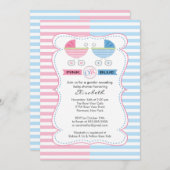 女の子または男の子の赤ちゃんのシャワーを性別で明らかにする 招待状 (正面/裏面)