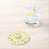 女の子または男の子の赤ちゃんシャワー、ヴィンテージ玩具、黄色 ラウンドペーパーコースター (インサイチュ)