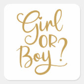 女の子または男の子の金ゴールドグリッター性別の表示 スクエアシール (正面)