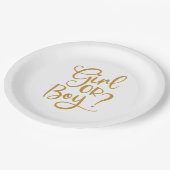 女の子または男の子の金ゴールドグリッター性別の表示 ペーパープレート (アングル)