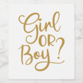 女の子または男の子の金ゴールドグリッター性別の表示 ワインラベル (シングルラベル)