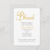 女の子または男の子の《キリスト教》洗礼式や命名式または洗礼金ゴールド十字 招待状 (正面/裏面)