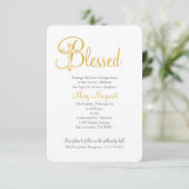 女の子または男の子の《キリスト教》洗礼式や命名式または洗礼金ゴールド十字 招待状 (スタンド正面)