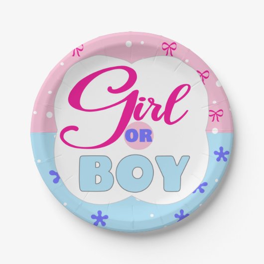 女の子または男の子を表示 ペーパープレート (正面)