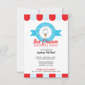 女の子または男の子ANY AGEアイスクリーム誕生日パーティー 招待状 (正面)