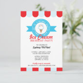 女の子または男の子ANY AGEアイスクリーム誕生日パーティー 招待状 (スタンド正面)