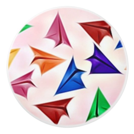 女の子も紙飛行機。 セラミックノブ (正面)