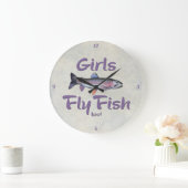 女の子も魚フライ！ニジマス釣り ラージ壁時計 (ホーム)