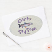 女の子も魚フライ!ニジマス釣り 楕円形シール (封筒)