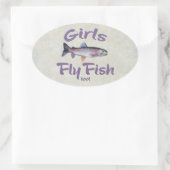 女の子も魚フライ!ニジマス釣り 楕円形シール (バッグ)