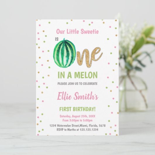 女の子や男の子のための甘い夏のパーティーカード 招待状 (スタンド正面)