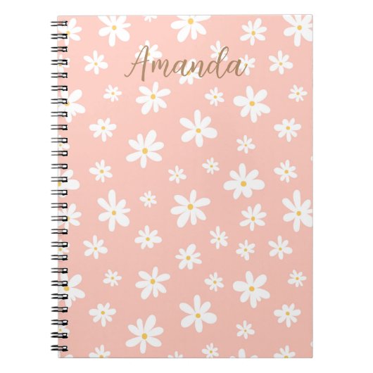 女の子らしいイニシャル カラフルな花柄 ノートブック (正面)