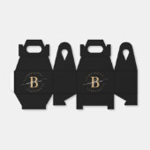 女の子らしいエレガントなブラックゴールドネームモノグラムのスクリプト フェイバーボックス (折り畳みなし)