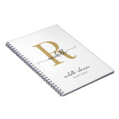 女の子らしいエレガントなホワイトゴールドの料理本のレシピモノグラム ノートブック (右側)