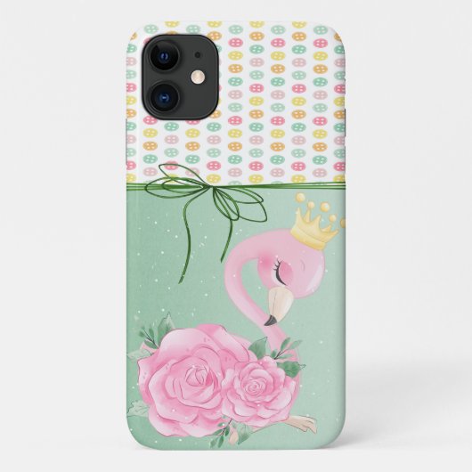 女の子らしいカラフルなボタンとベビーフラミンゴ Case-Mate iPhoneケース (裏面)