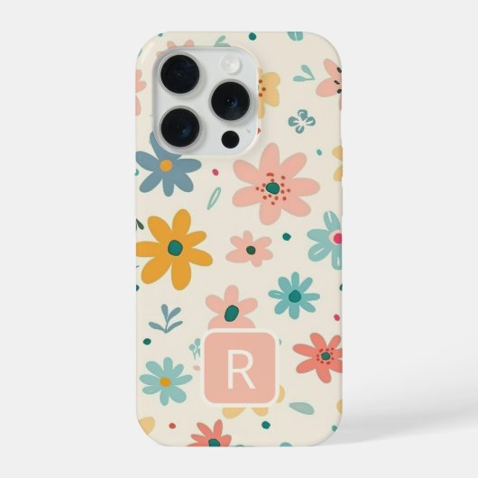 女の子らしいカラフルな花のシームレスパターン  iPhoneケース (裏面)