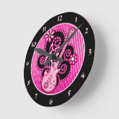 女の子らしいギター ラウンド壁時計 (傾斜)