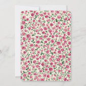 女の子らしいクリームピンクのシックな花柄ベビーシャワー 招待状 (裏面)