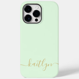 女の子らしいグリーン モノグラム 現代スクリプト 個人名入れ Case-Mate iPhone 14 PRO MAXケース