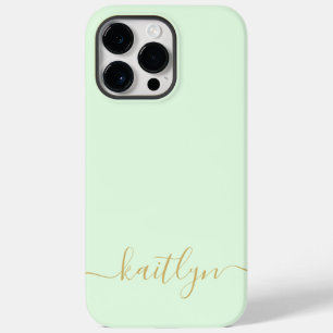 女の子らしいグリーン モノグラム 現代スクリプト 個人名入れ Case-Mate iPhone 14 PRO MAXケース